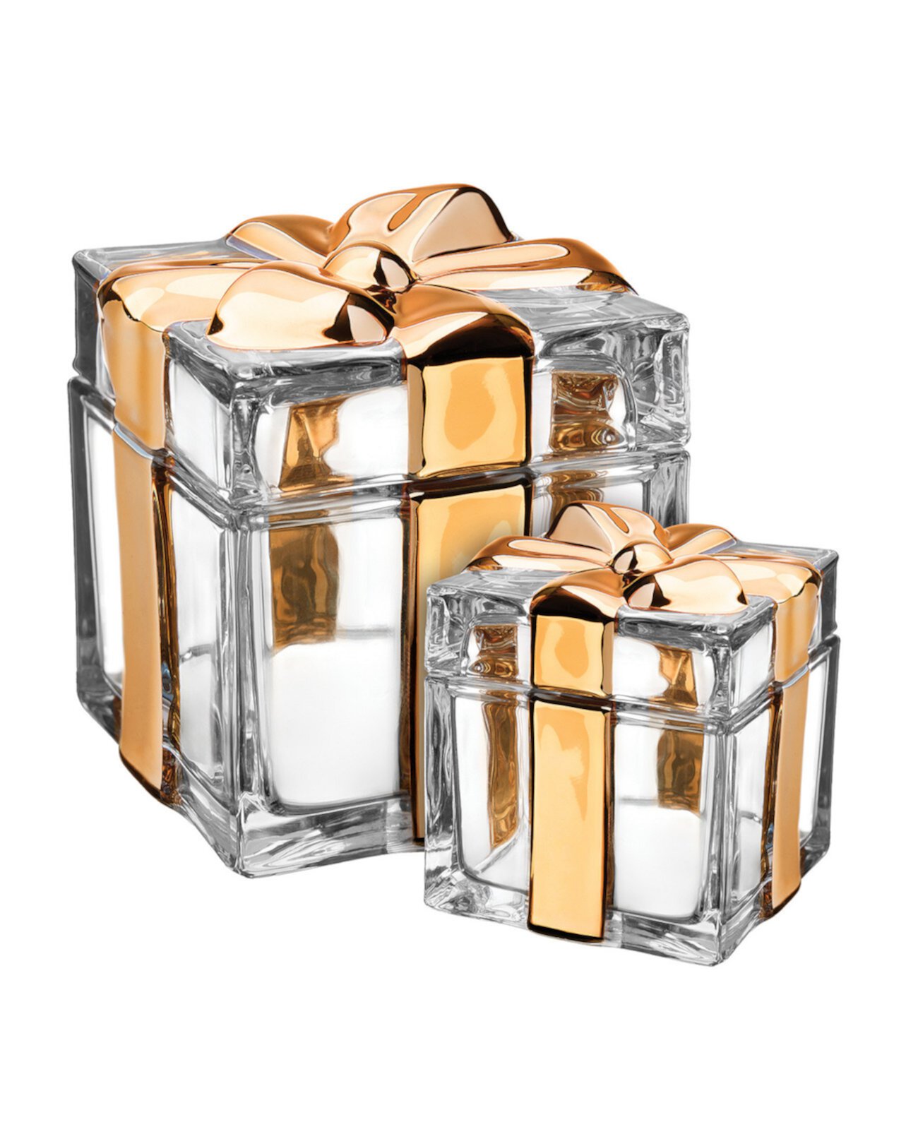 Small and Large Gold Present Boxes , Set of 2 Godinger