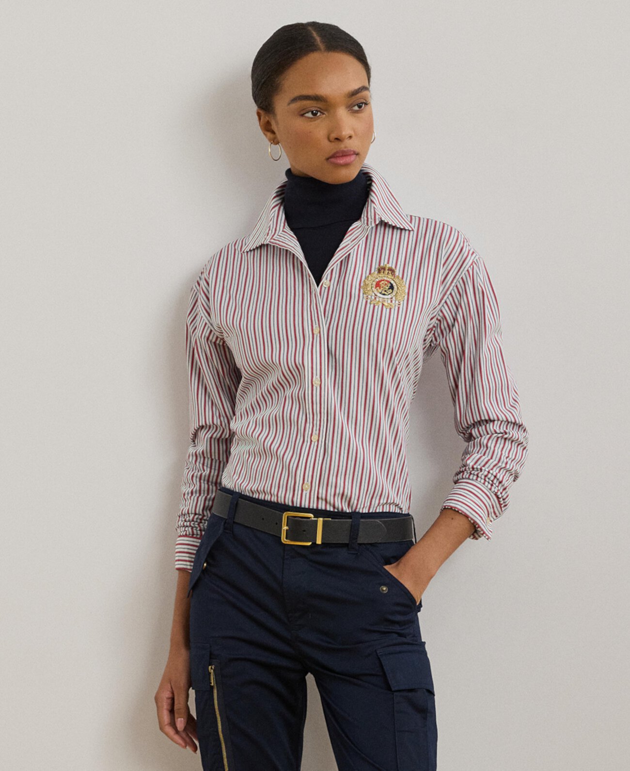 Женская Повседневная рубашка LAUREN Ralph Lauren Relaxed-Fit Striped Broadcloth Shirt, Regular & Petite LAUREN Ralph Lauren