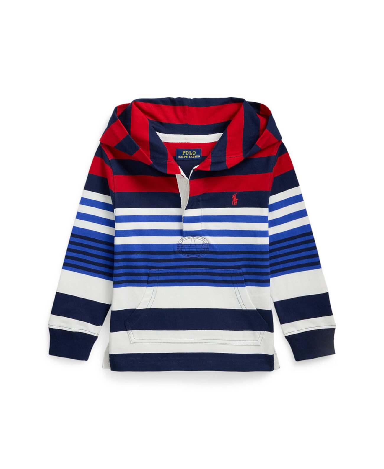 Детская Рубашка Polo Ralph Lauren Toddler and Little Boys Striped Cotton Hooded Rugby Shirt Polo Ralph Lauren