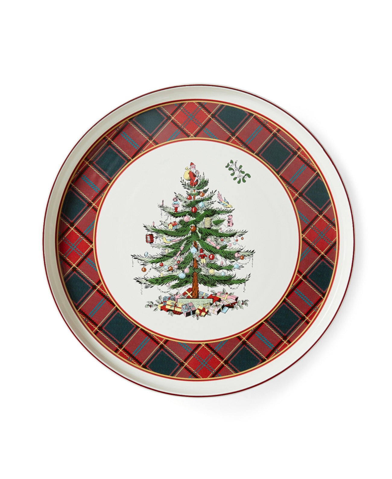 Christmas Tree Tartan Lazy Susan Plate Spode