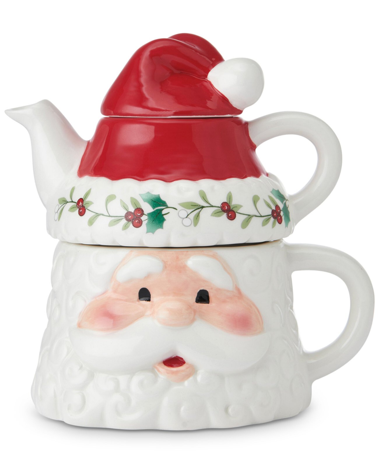 Santa Teapot & Tea Mug for One Winterberry