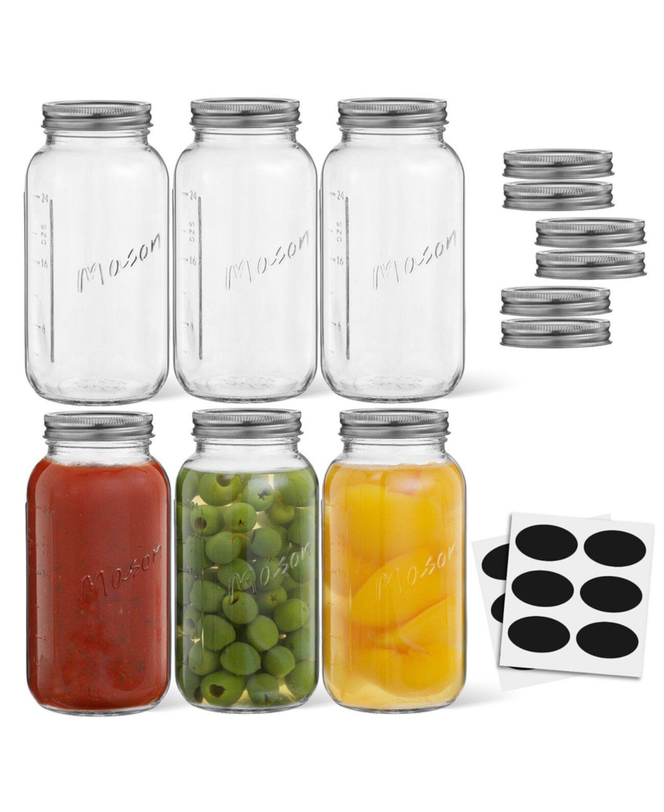 Regular Set of 6 Mason Jars with Airtight Lids JoyJolt