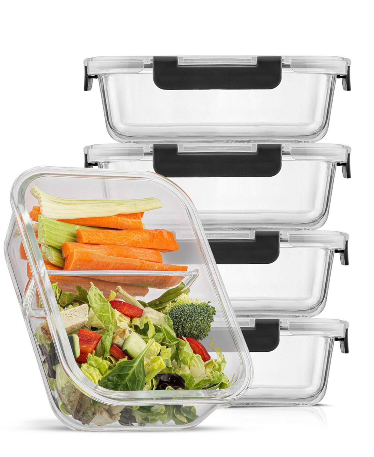 2-Sectional Set of 5 Food Prep Storage Containers JoyJolt