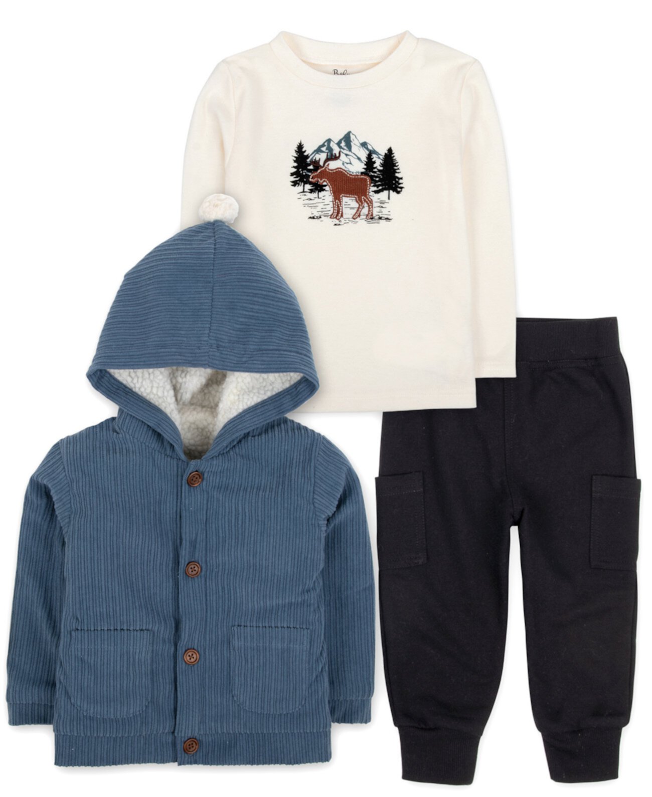 Детский Комплект Одежды Baby Essentials Woodland Cozy Hooded Jacket, Top & Pant, 3-Piece Set Baby Essentials