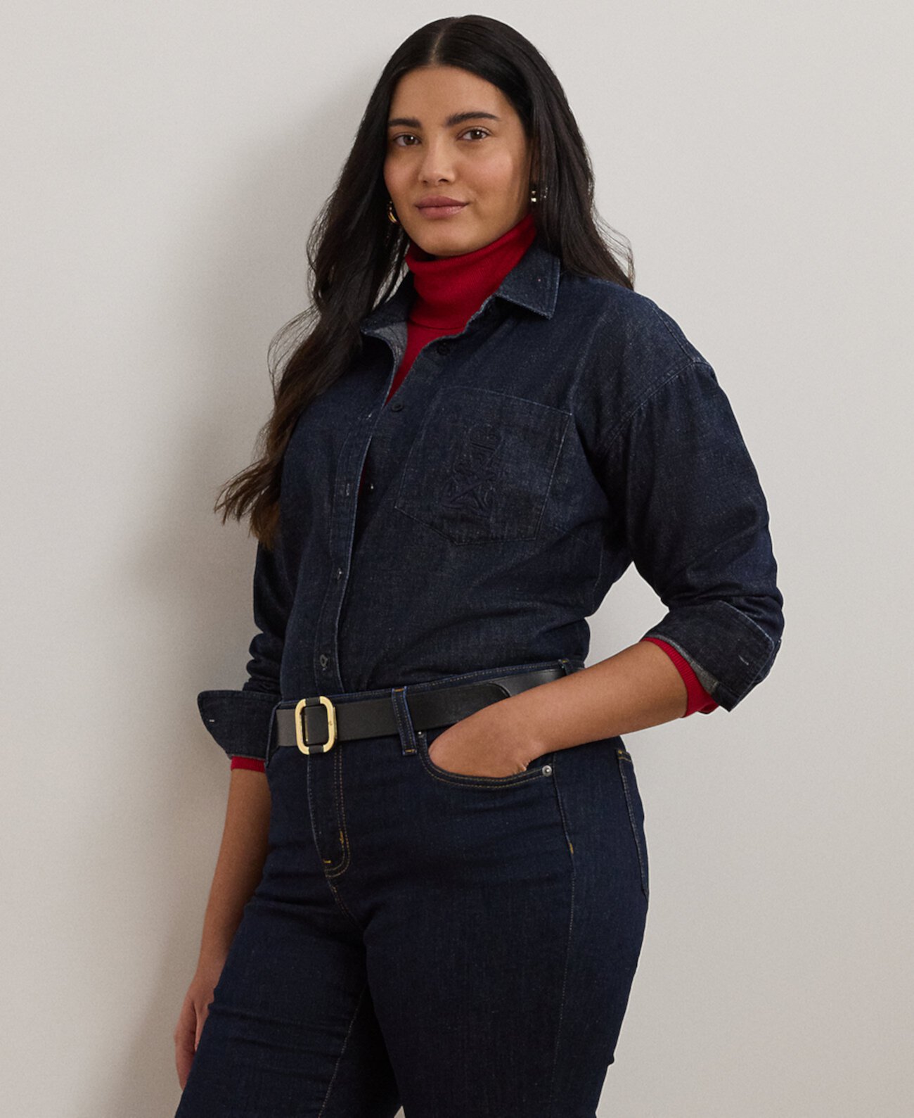 Женская Повседневная Рубашка LAUREN Ralph Lauren Plus Size Denim Shirt LAUREN Ralph Lauren