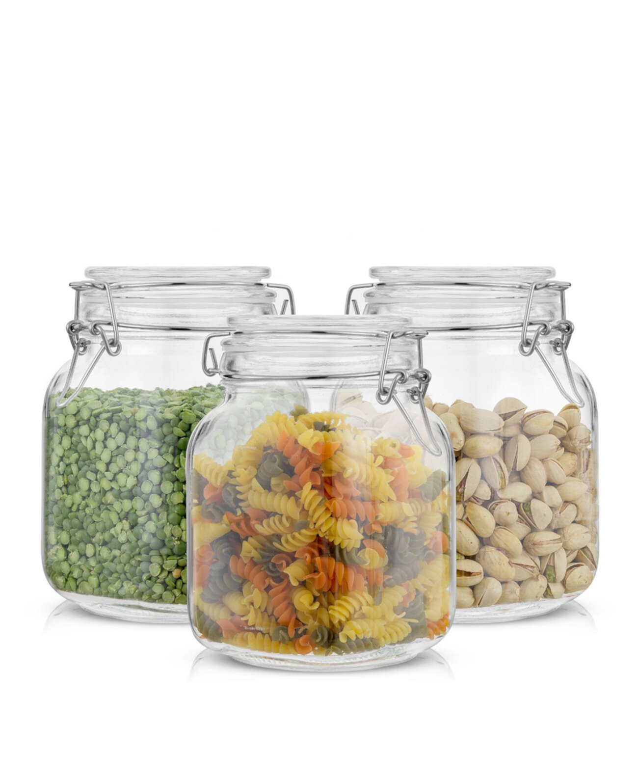 Airtight Set of 3 Glass Jars Storage Canister JoyJolt