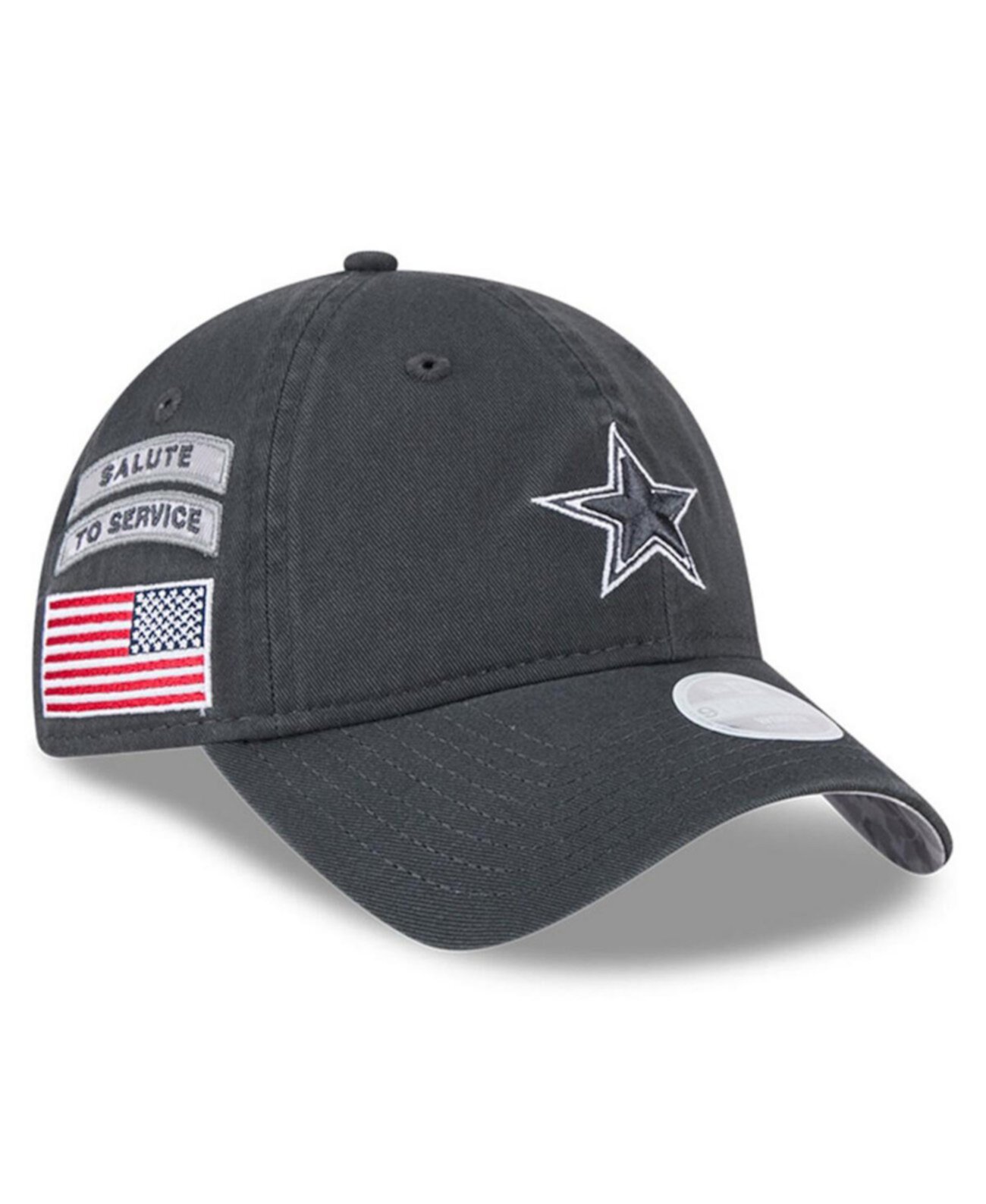 Бейсболка New Era Women's Graphite Dallas Cowboys 2024 Salute To Service 9TWENTY Adjustable Hat New Era