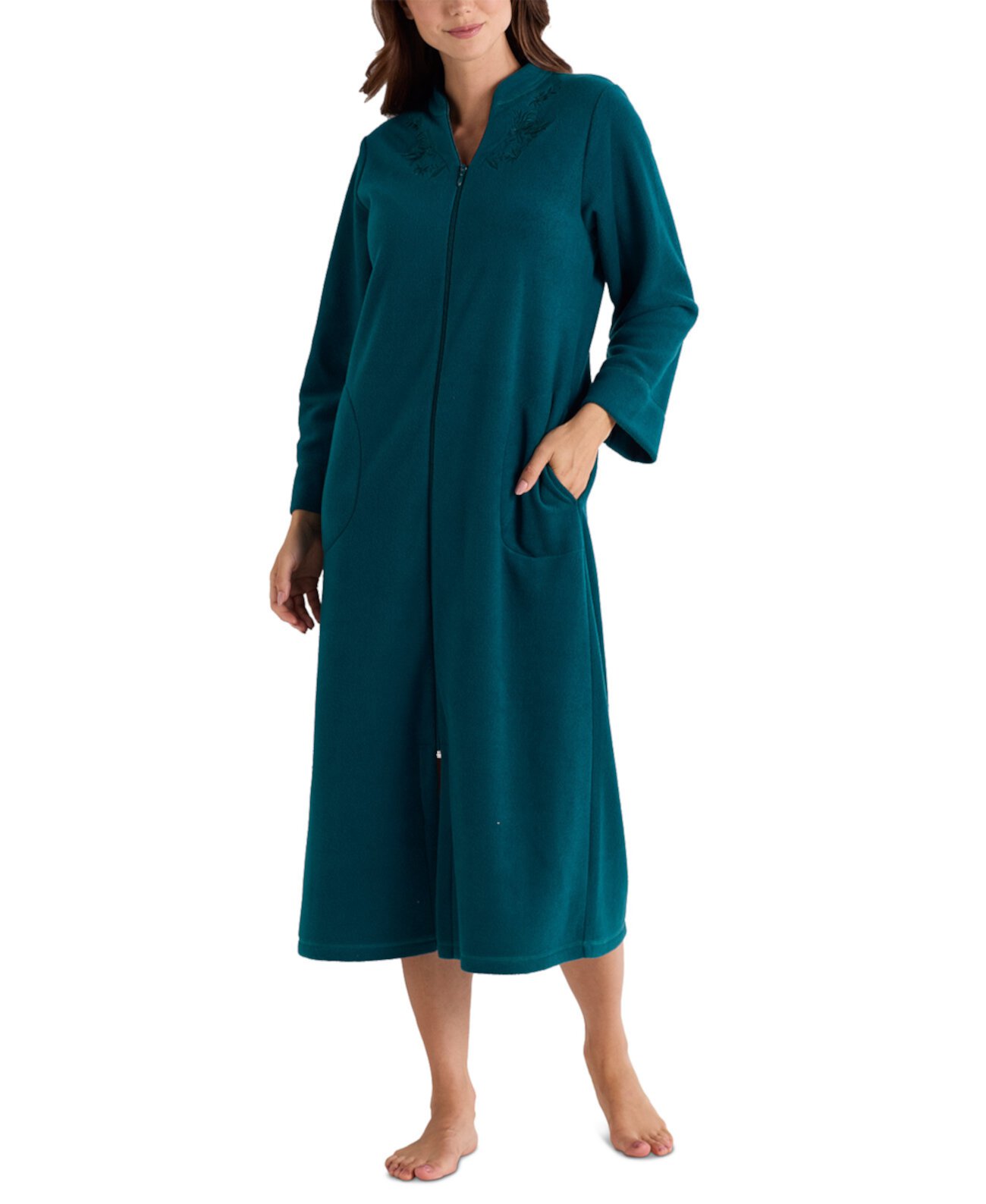 Женский Халат Miss Elaine Plus Size Zip-Front Long-Sleeve Fleece Robe Miss Elaine