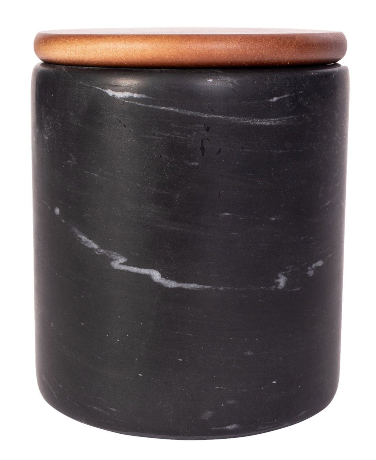 Marble Storage Canister with Sealed Wood Top, 5" x 5" Artifacts Trading Company