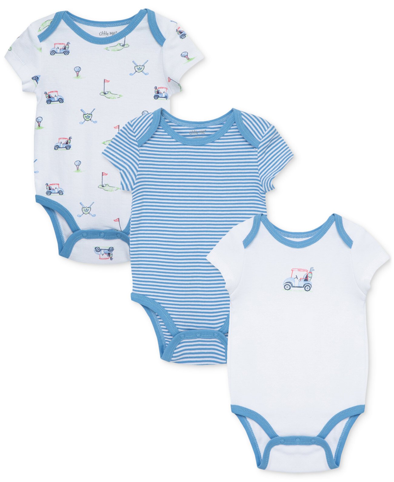 Детские Ромперы Little Me Baby Boys 3-Pk. Cotton Golf Bodysuits Little Me