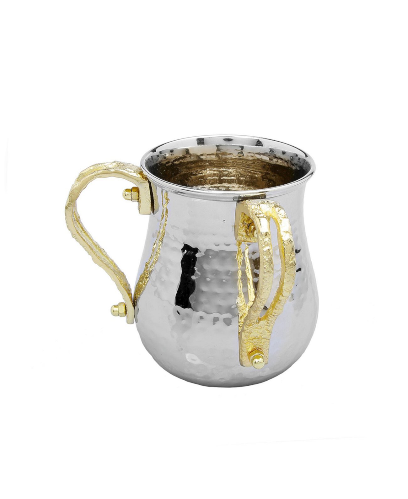 Stainless Steel Wash Cup with Gold-Tone Loop Handles Classic Touch