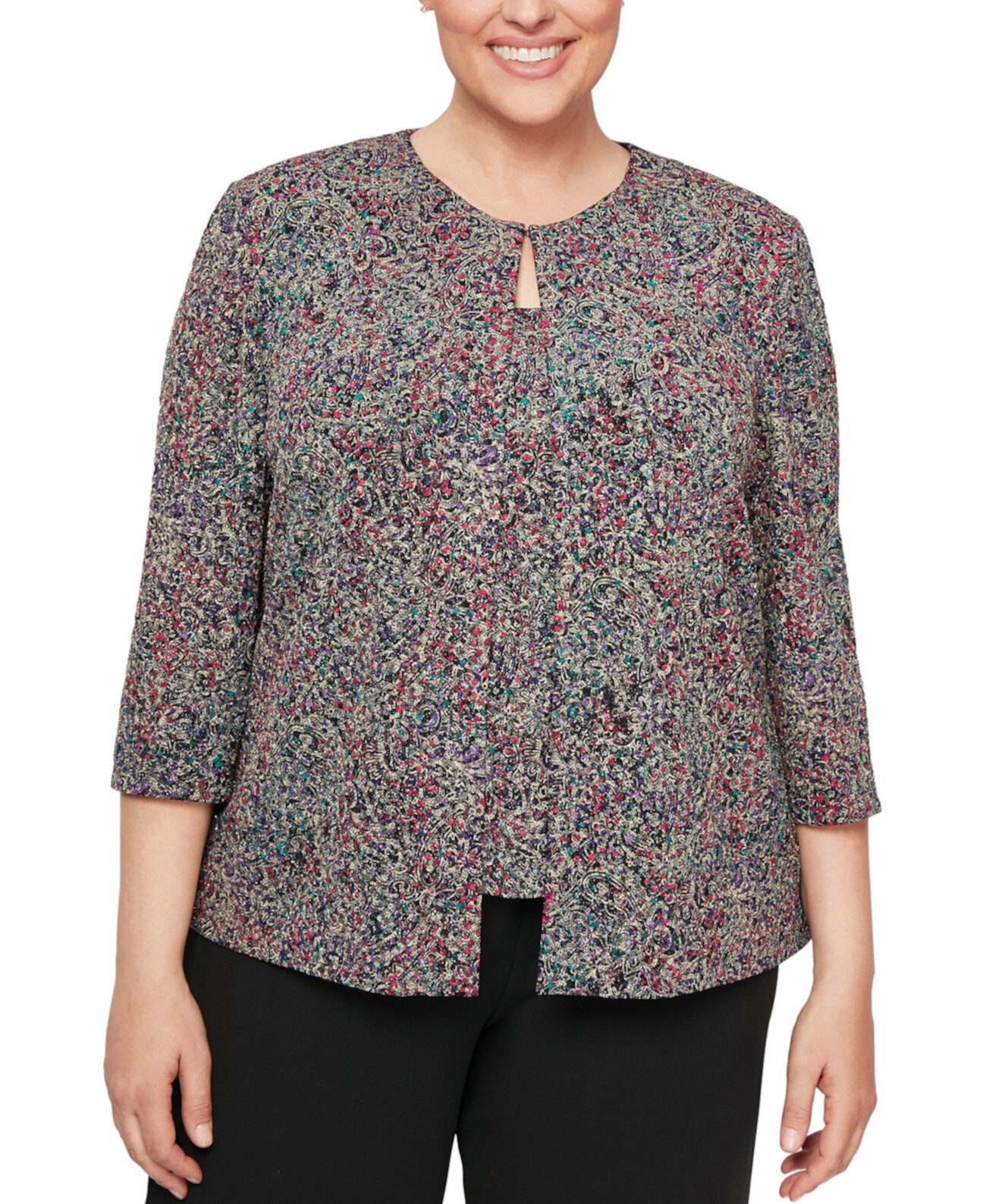 Женские Блузки Alex Evenings Plus Size 3/4-Sleeve Jacquard Jacket & Tank Top Set Alex Evenings