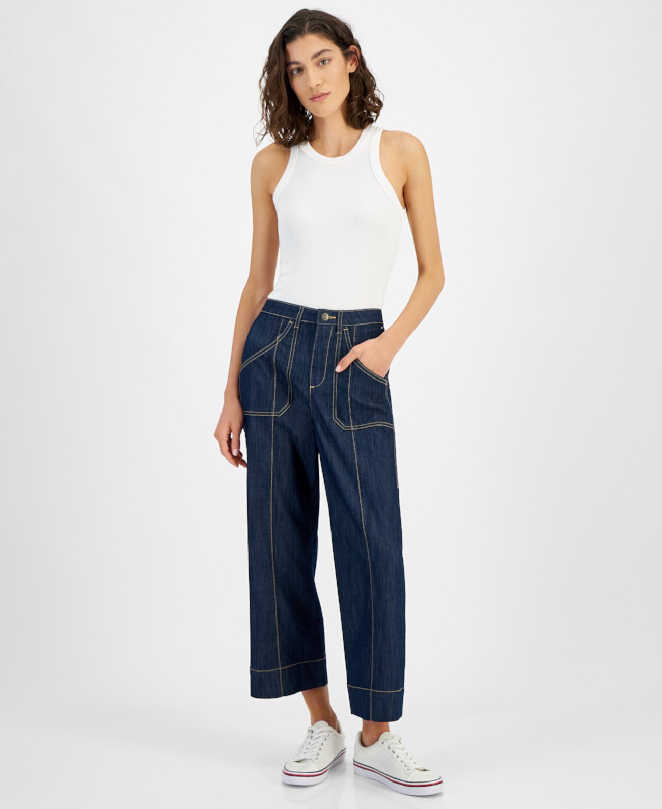 Женские Прямые джинсы Tommy Hilfiger Wide-Leg Crop Tommy Hilfiger