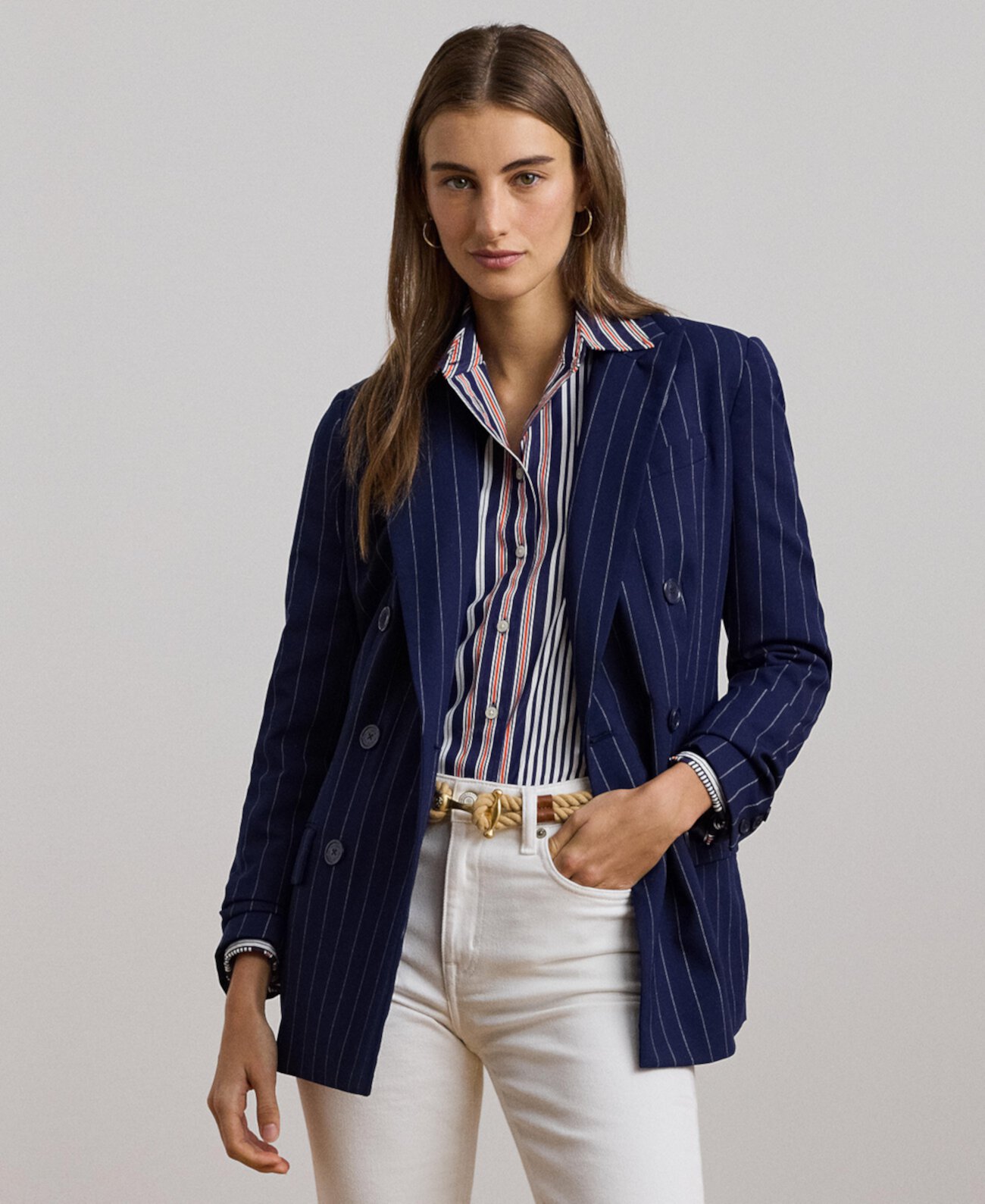 Женский Блейзер LAUREN Ralph Lauren Pinstripe Double-Breasted Twill LAUREN Ralph Lauren