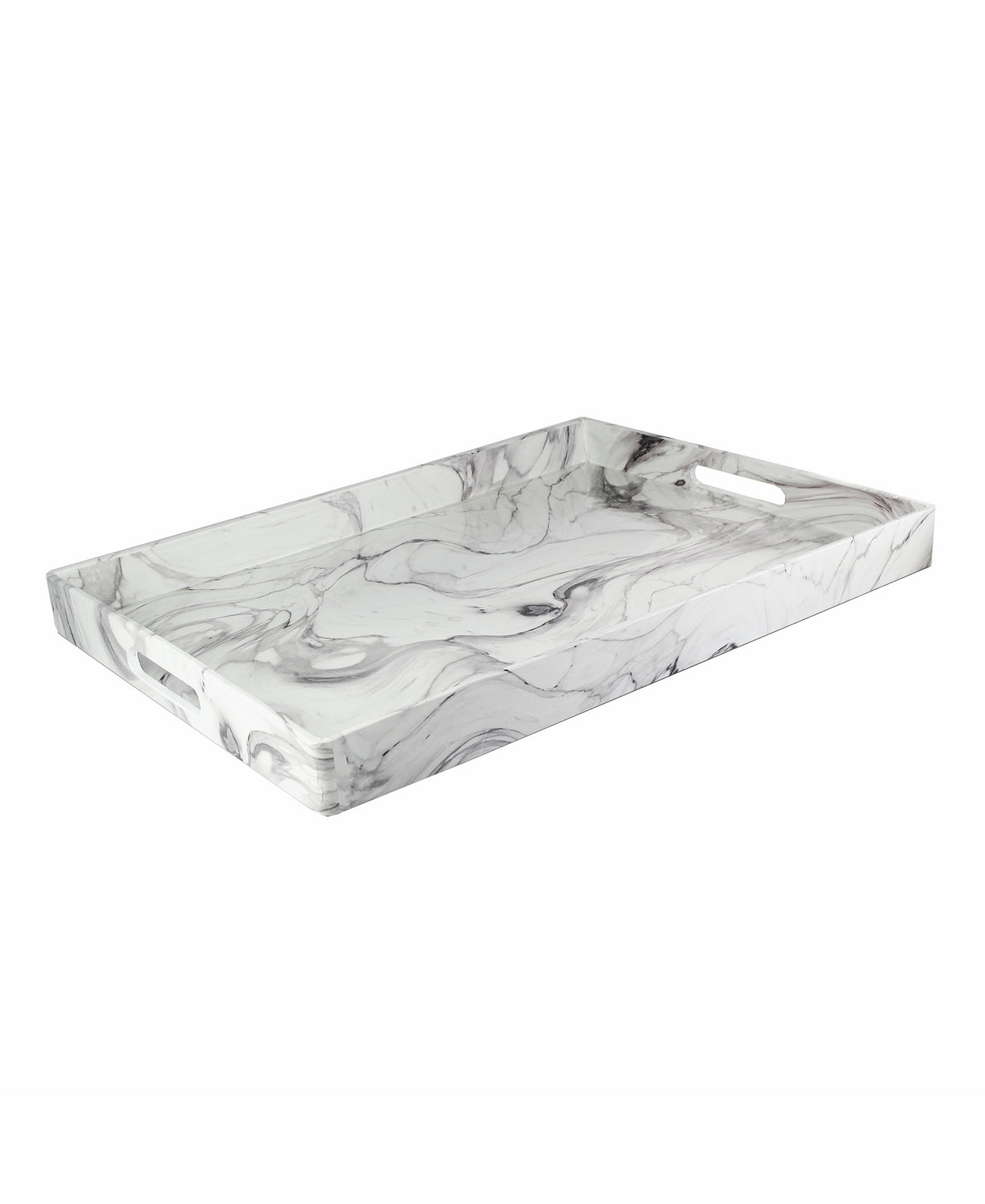 Marble Swirl Tray with Handless, 14" x 19" American Atelier