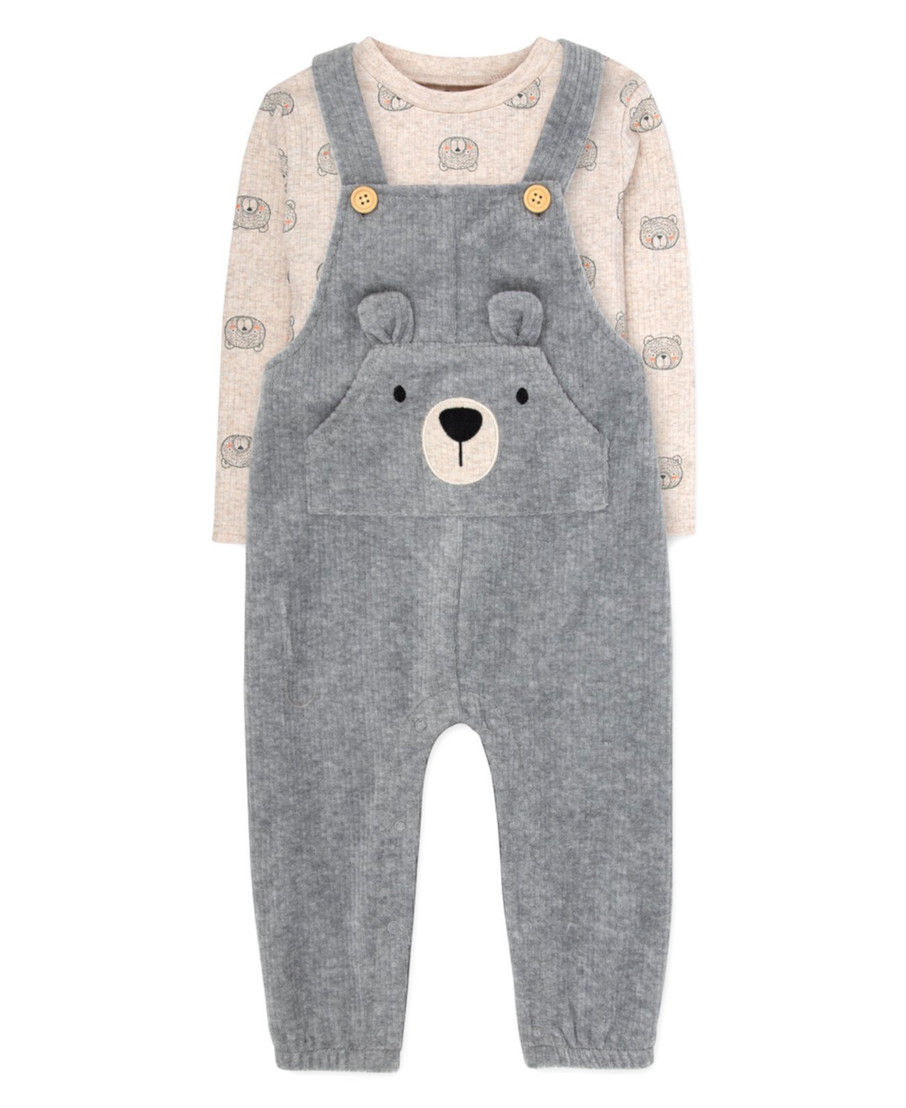 Детские Комплекты Одежды Baby Essentials Bear Overall and Long Sleeve T-shirt, 2-Piece Set Baby Essentials