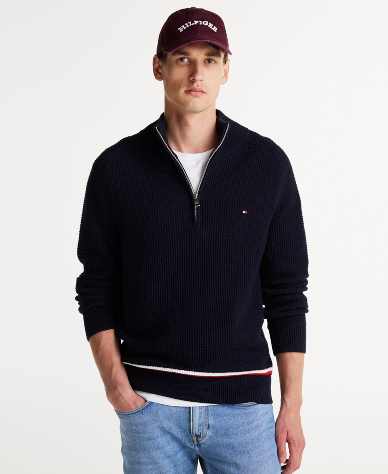 Мужской Свитер Tommy Hilfiger Quarter-Zip Stripe Tommy Hilfiger