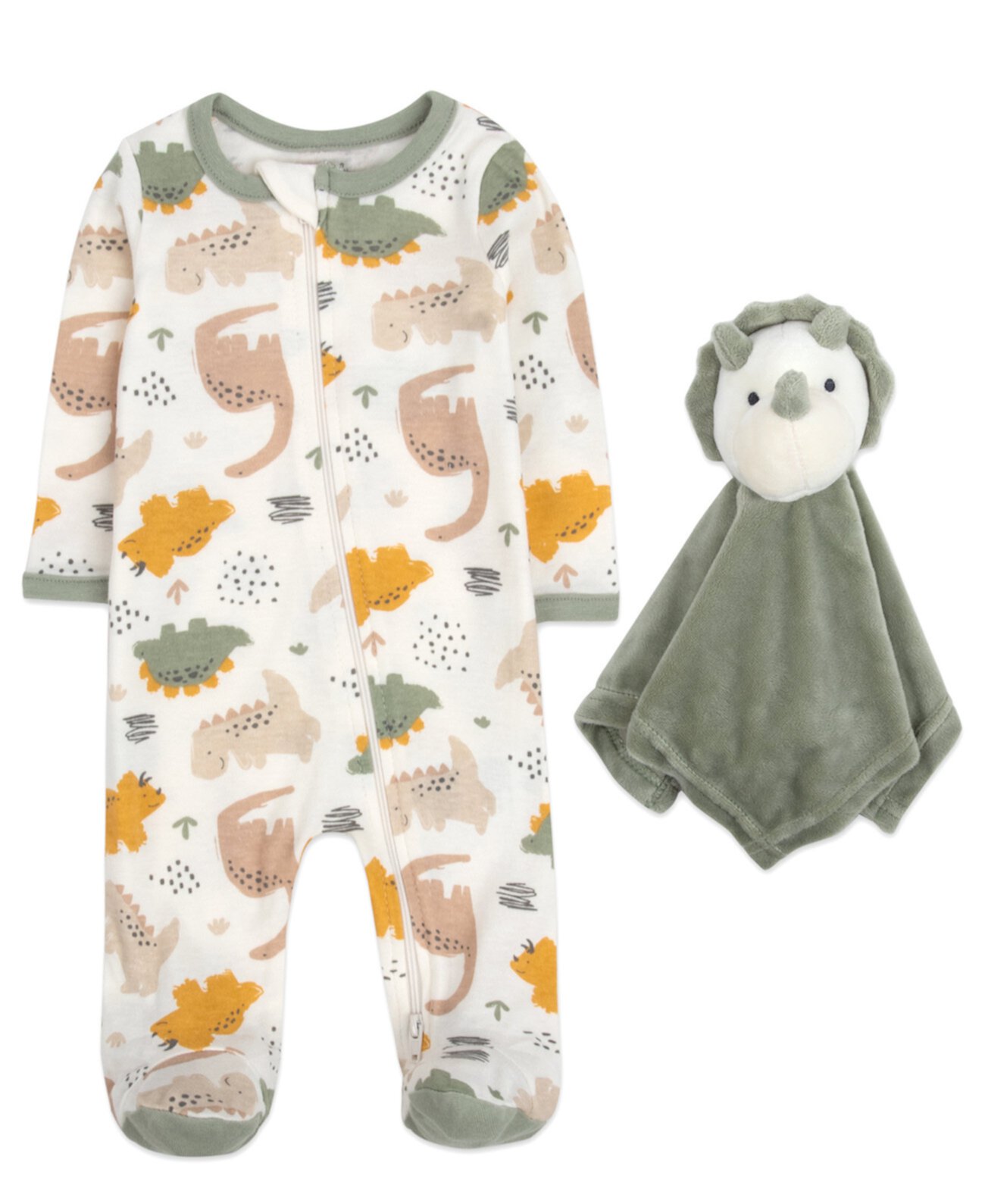 Детские Ромперы Baby Essentials Dinosaur Footie with Snuggler, 2-Piece Set Baby Essentials