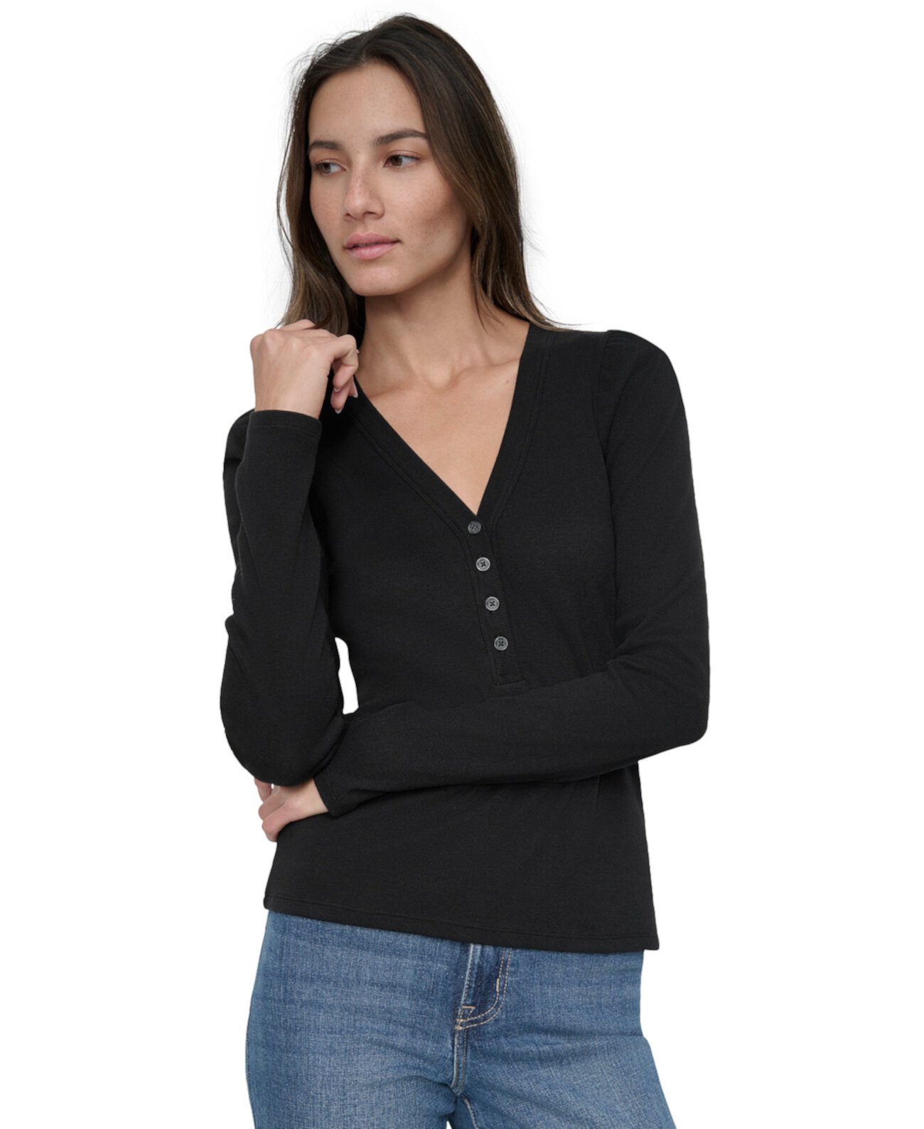 Женская Футболка DKNY Petite Puffed-Shoulder Knit Top DKNY