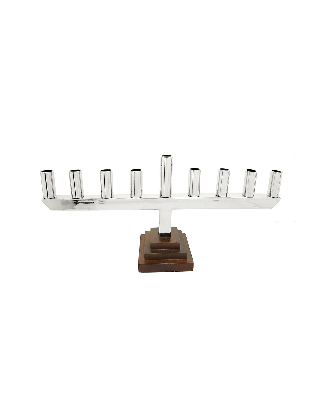 Stainless Steel Straight Menorah with Black Square Base Classic Touch