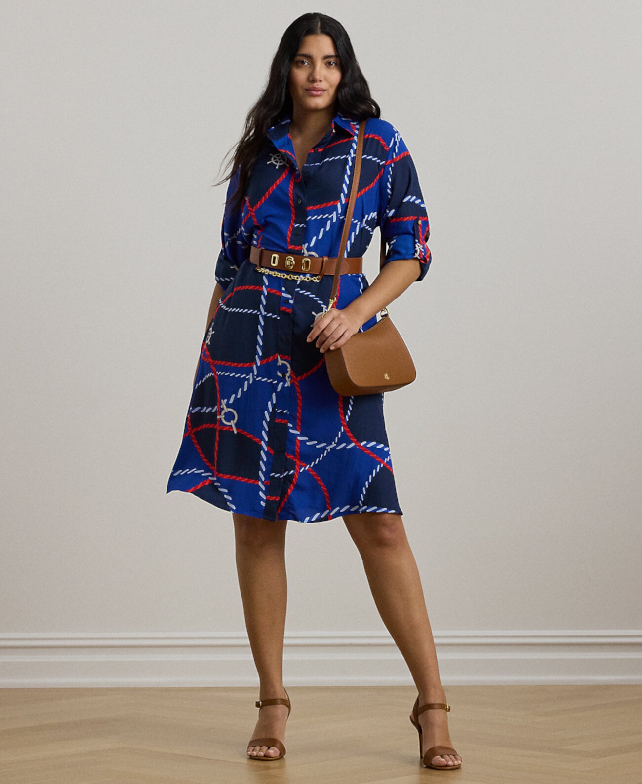 Женское Платье LAUREN Ralph Lauren Plus Size Rope-Print Crepe LAUREN Ralph Lauren