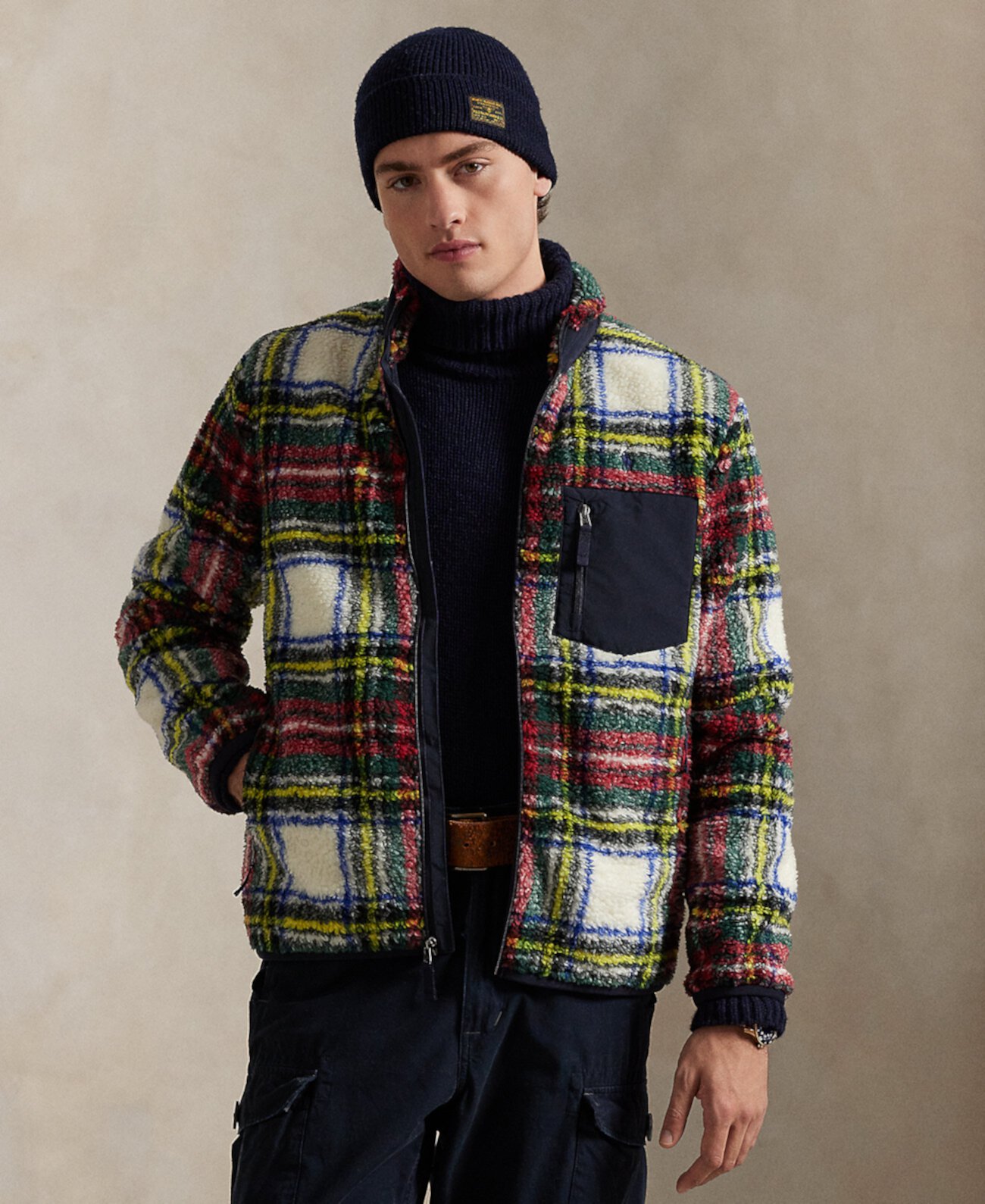 Мужская Флисовая кофта Polo Ralph Lauren Plaid Pile Hybrid Polo Ralph Lauren