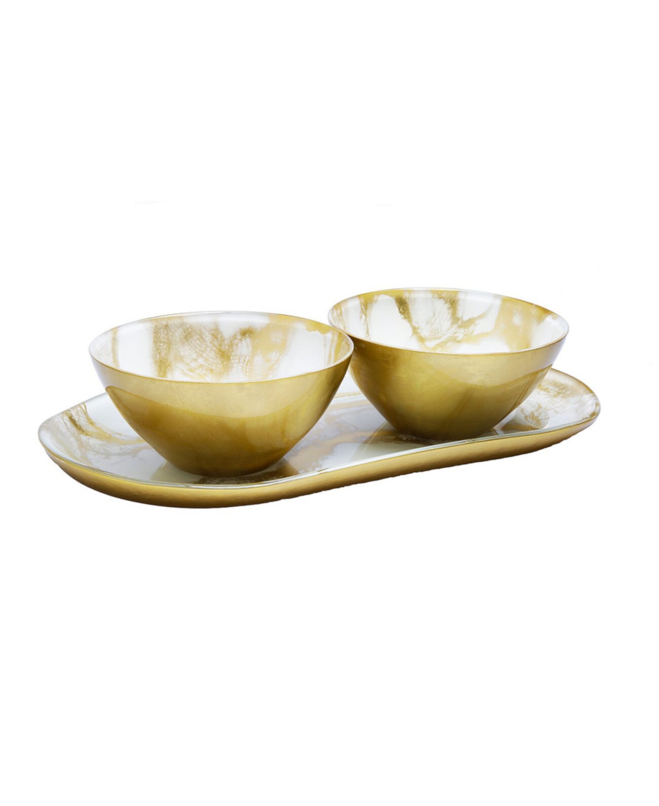 Marbleized 2 Bowl Relish Dish Classic Touch