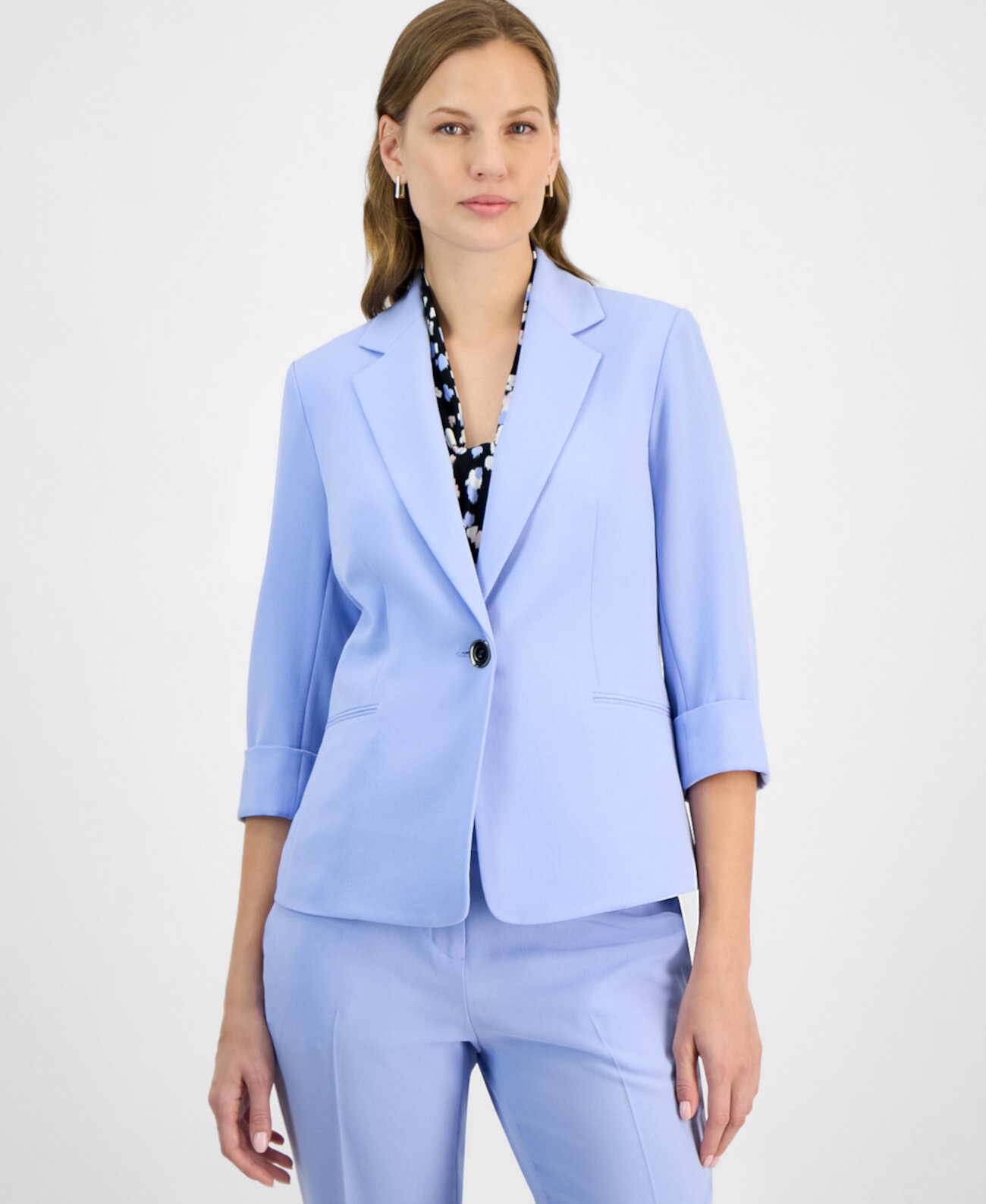 Women's 3/4-Sleeve One-Button Blazer, Regular & Petite Kasper