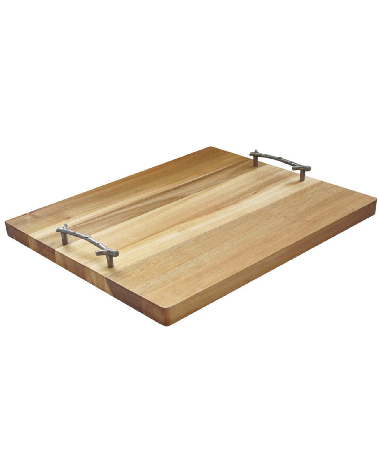 Rectangular Wooden Tray with Twig Handle American Atelier