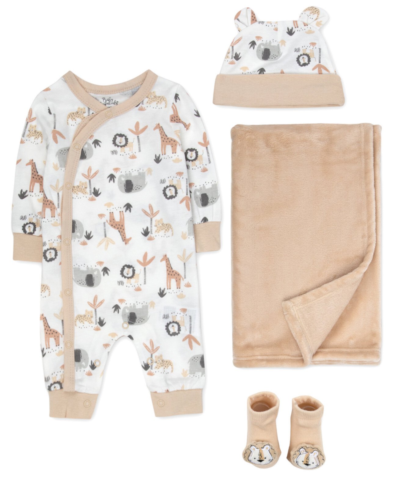 Детские Ромперы Baby Essentials Safari Coverall, Набор из 4 предметов Baby Essentials