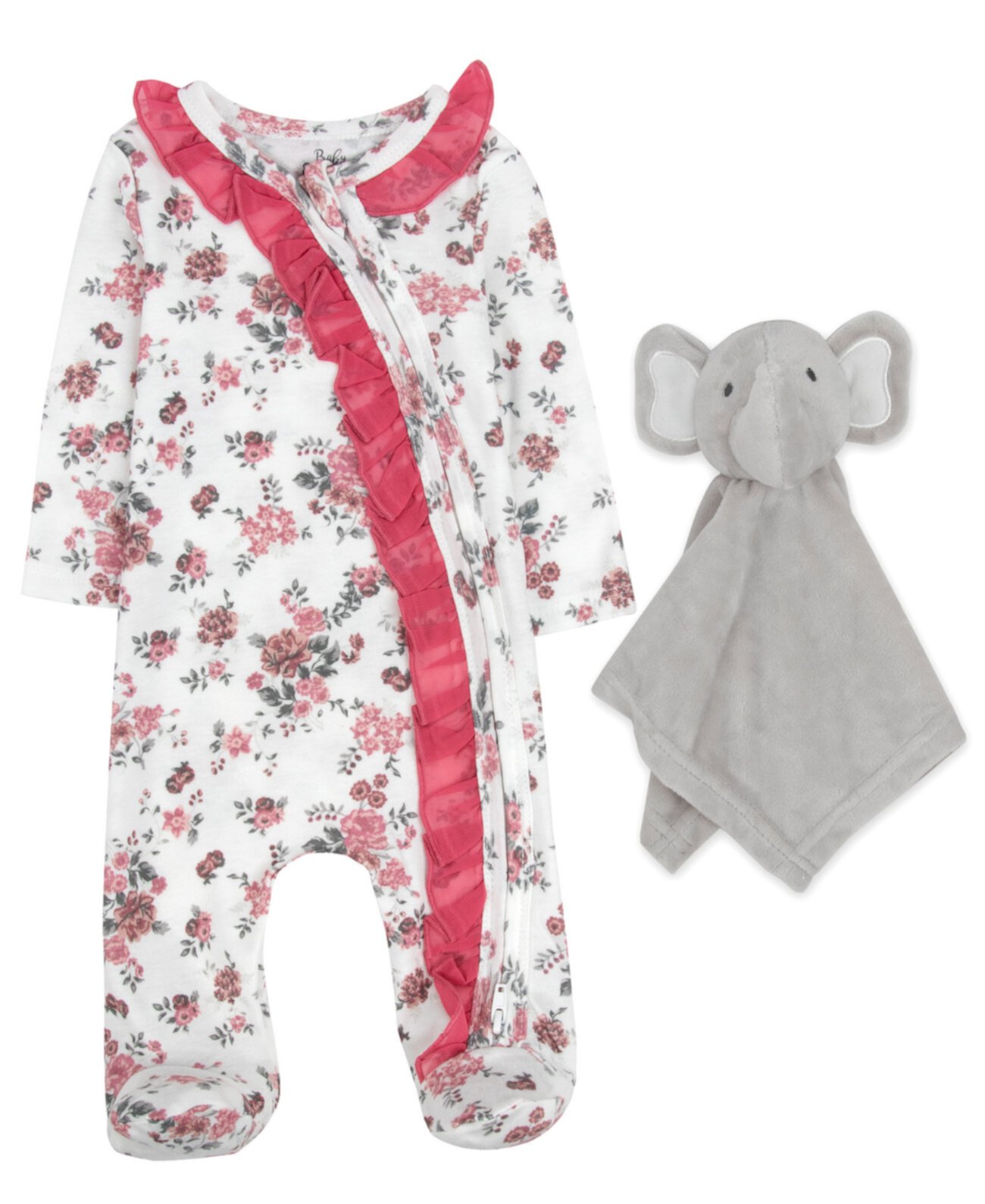 Детские Ромперы Baby Essentials Floral Footie и Elephant Snuggler, 2-Предметный Набор Baby Essentials