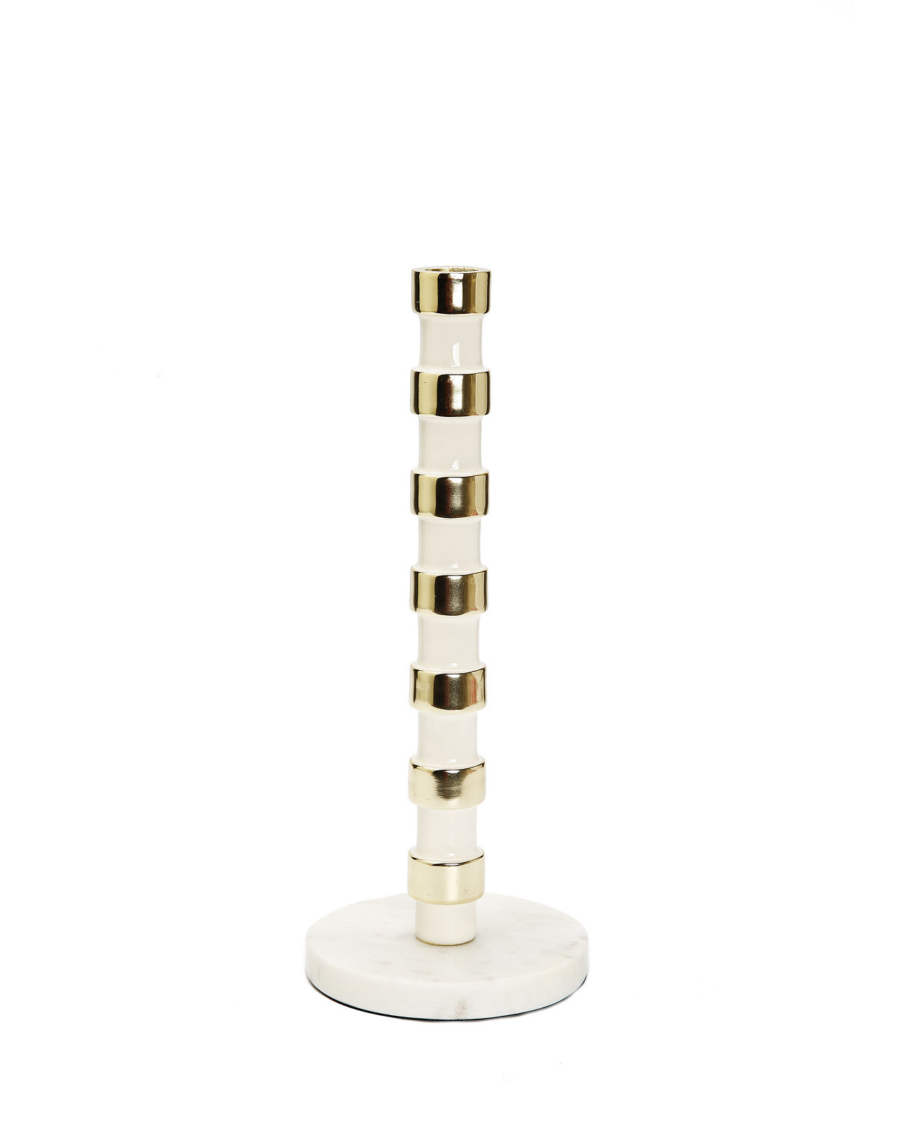 Gold-Tone Taper Candle Holder on Marble Base, 12" H Classic Touch