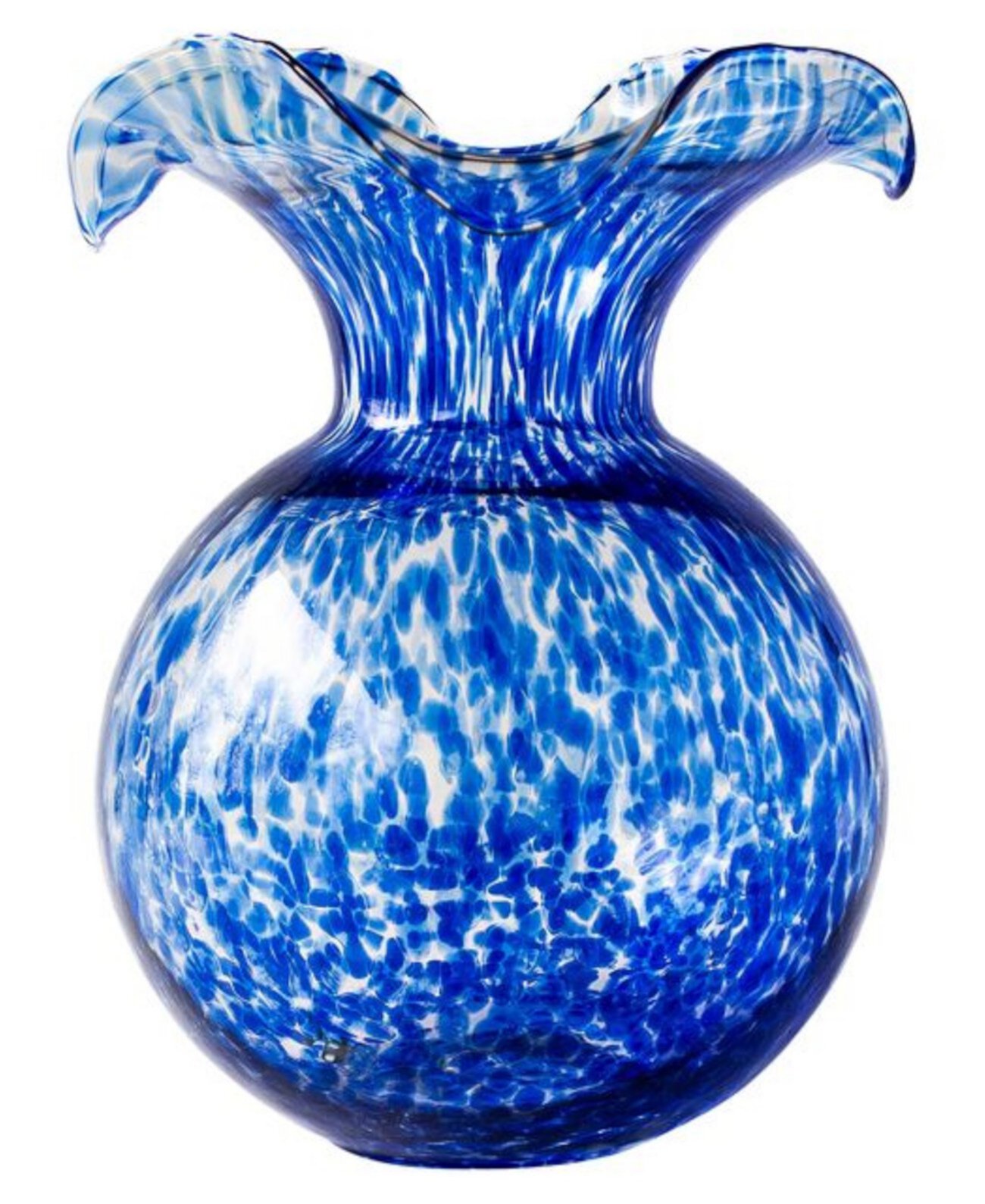 Hibiscus Glass Cobalt Tortoiseshell Medium Fluted Vase VIETRI