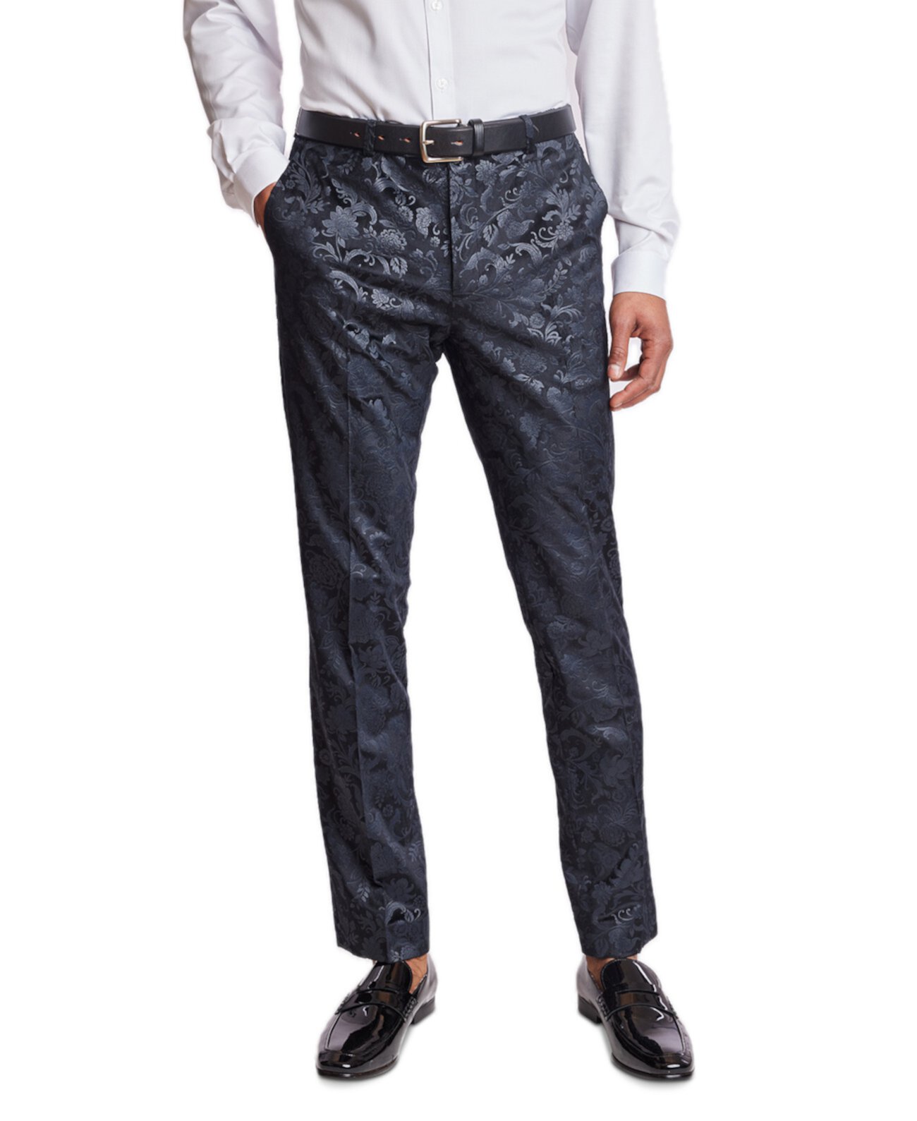 Мужские Классические брюки Paisley & Gray Sloane Slim Fit черные цветочные бархатные Paisley & Gray