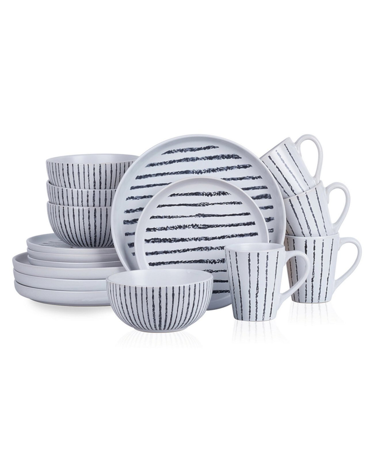 Nova 16 Pc. Dinnerware Set, Service for 4 Stone Lain