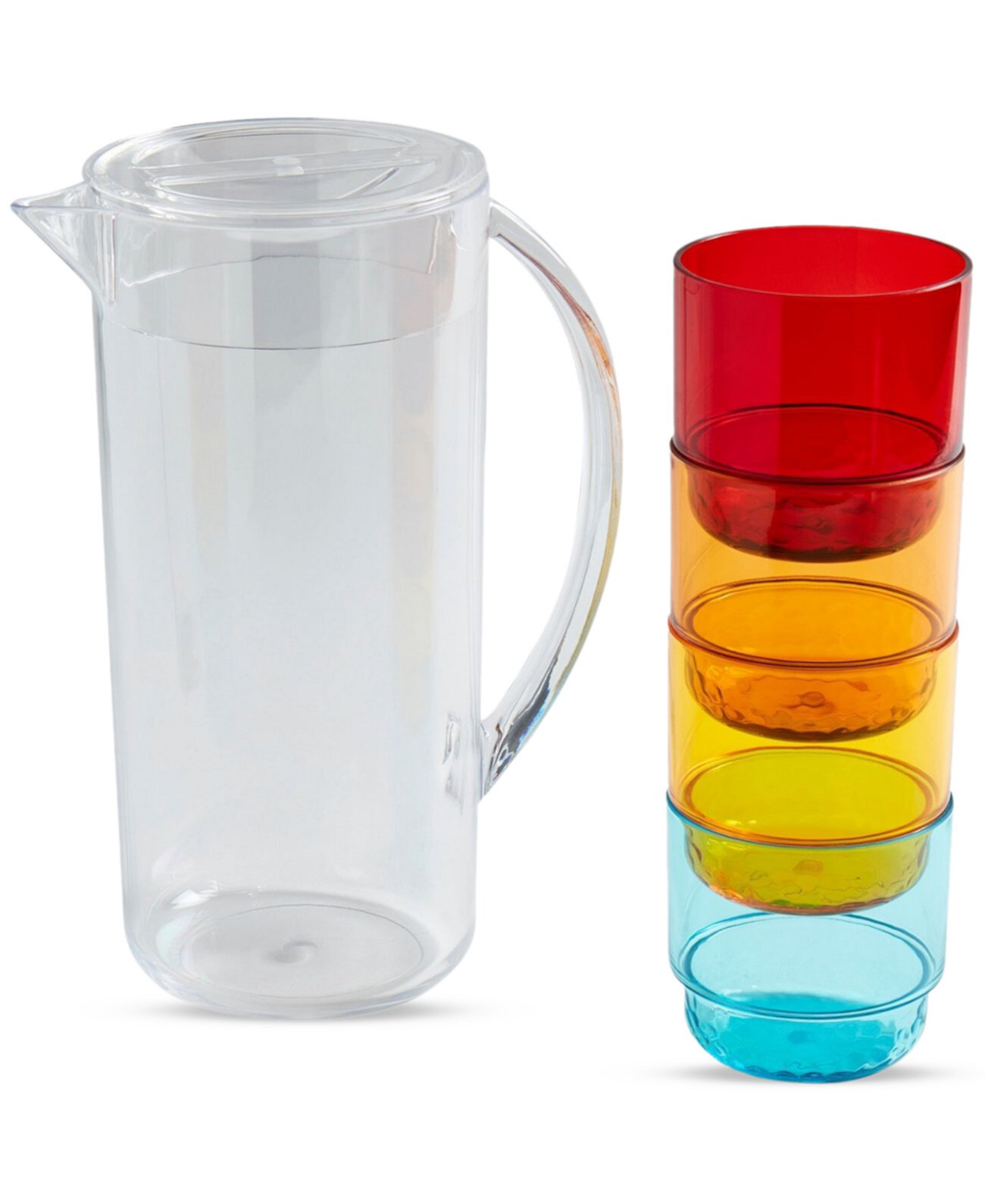 5 Piece Acrylic Pitcher & Glasses Drinkware Set INFUSE