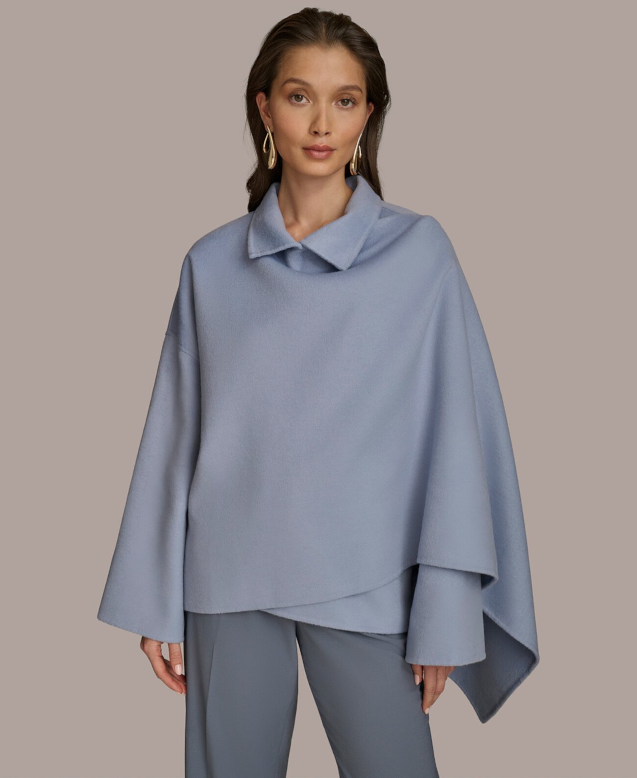 Женское Пальто Donna Karan New York Wool-Blend Wrap Cape Donna Karan New York