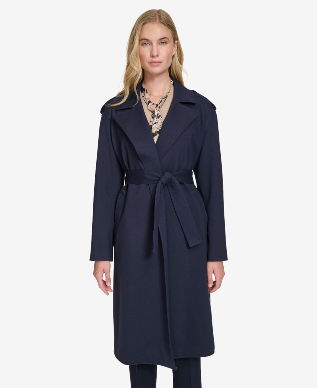 Women's Ponte Belted Long-Sleeve Trench Coat Tommy Hilfiger