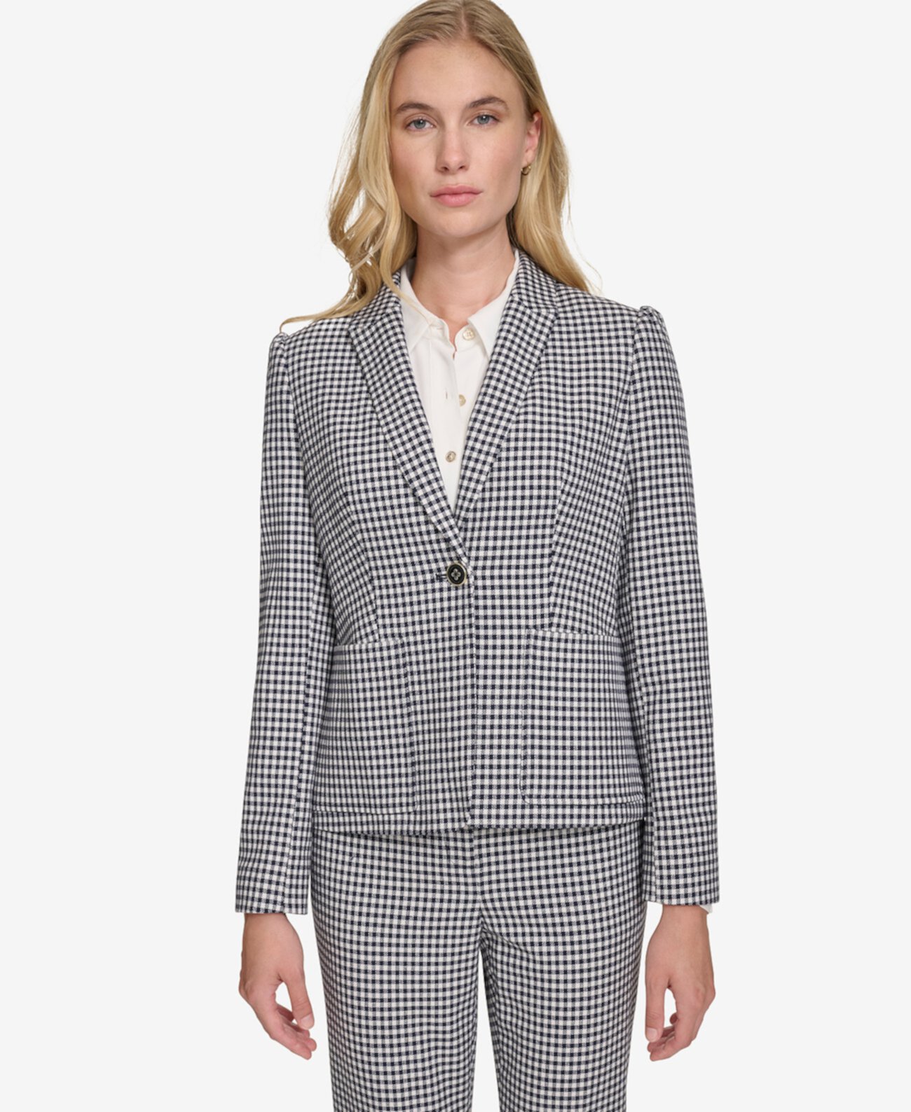 Women's Gingham Puff-Sleeve Blazer Tommy Hilfiger