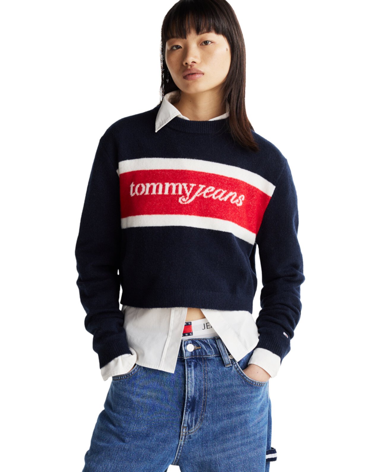 Женский Укороченный Свитер Tommy Jeans С Логотипом Tommy Jeans