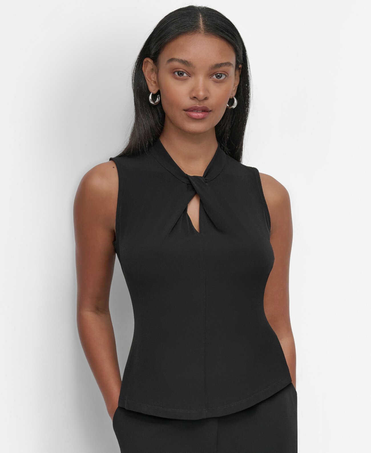 Женская Блузка DKNY Petite Twisted-Neck Keyhole-Cutout Sleeveless Top DKNY