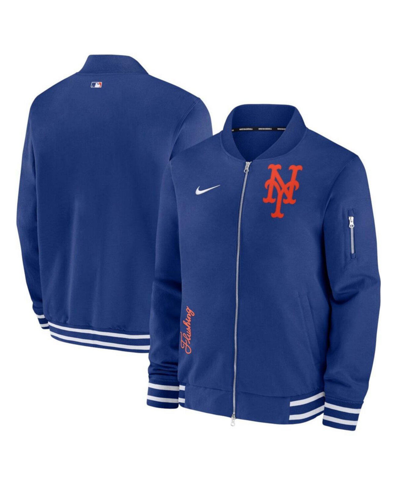 Мужской бомбер Nike New York Mets Authentic Collection с молнией и карманами Nike