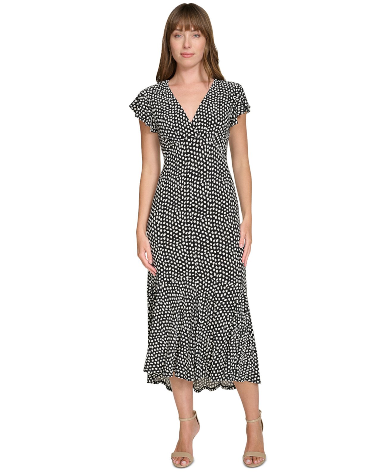 Women's Printed Flutter-Sleeve Fit & Flare Dress Tommy Hilfiger