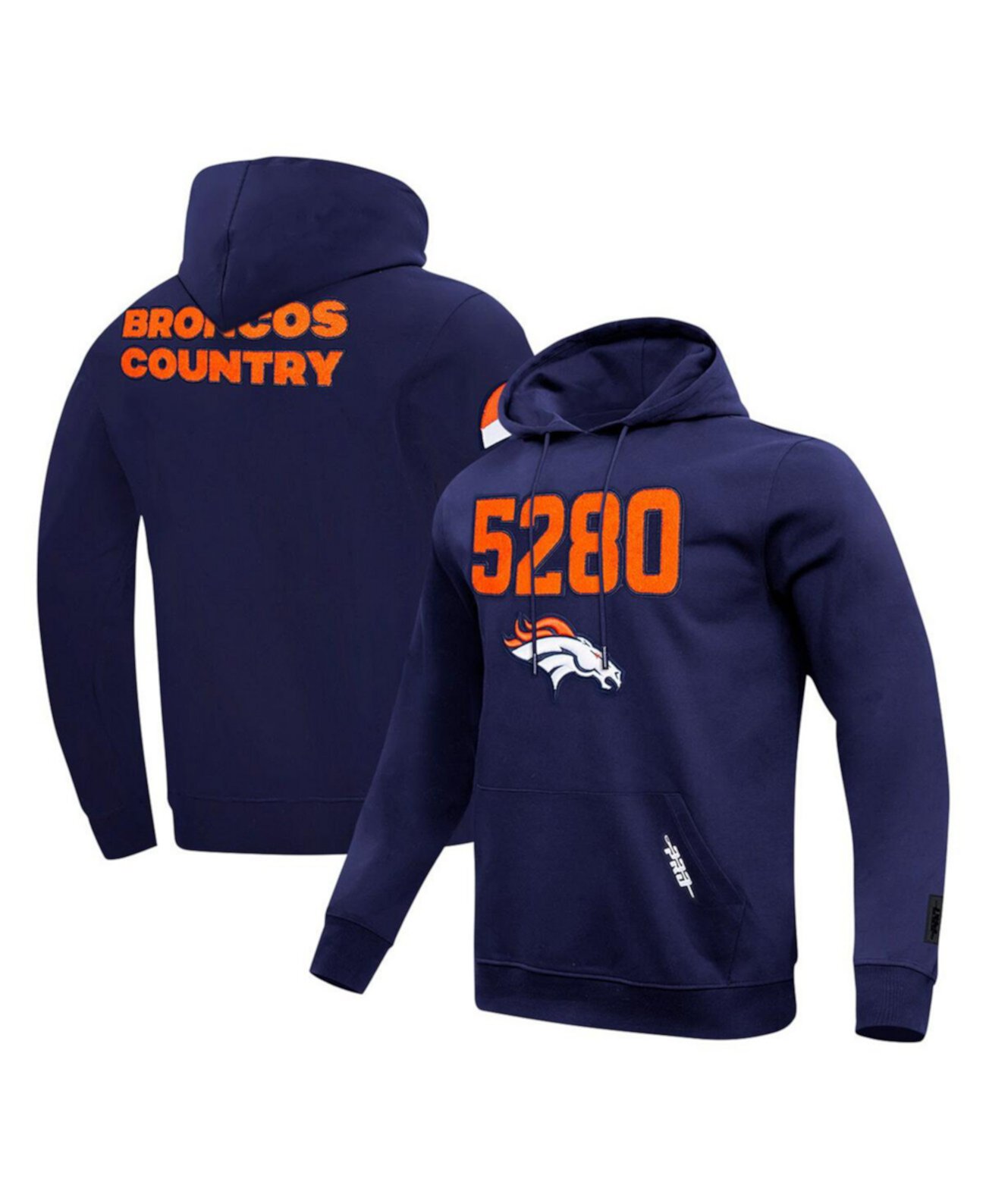 Мужское худи Denver Broncos Frozen с вышитыми деталями и карманом Pro Standard