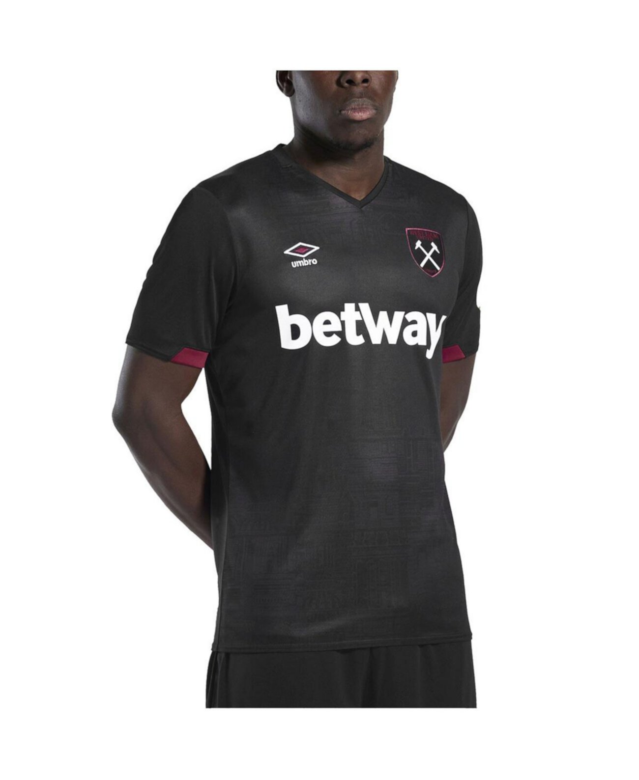 Мужская черная футболка replica West Ham United 2024/25 с коротким рукавом и влагоотводящей технологией Umbro