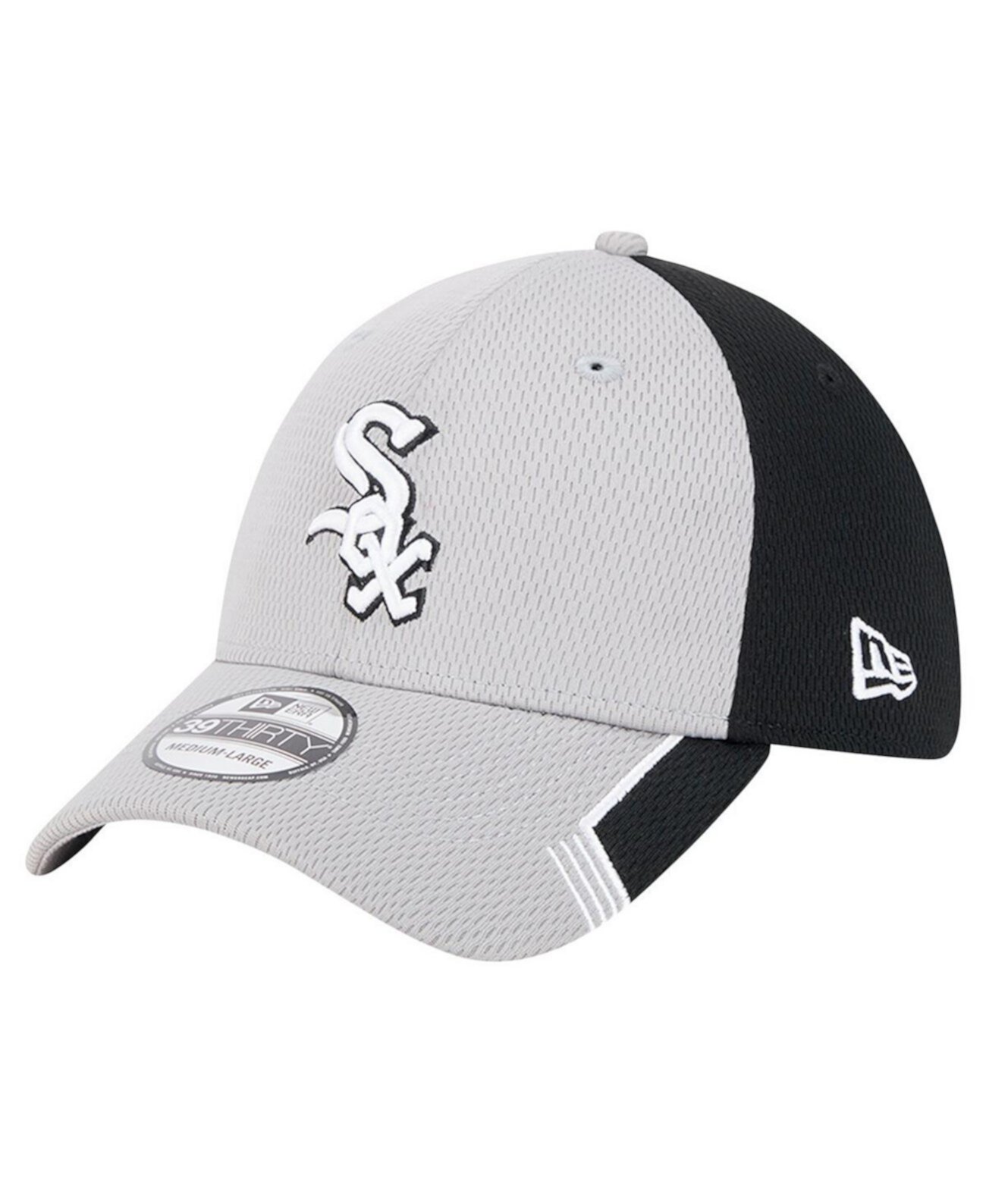 Бейсболка New Era Men's Gray/Black Chicago White Sox Visor Trim 39THIRTY Flex Hat New Era