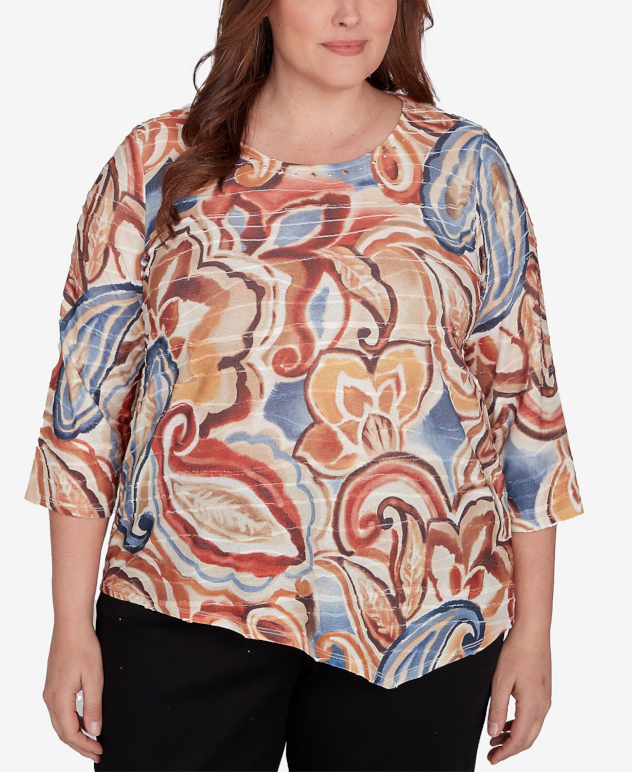 Женская Футболка Alfred Dunner Plus Size Harvest Moon Watercolor Paisley Alfred Dunner