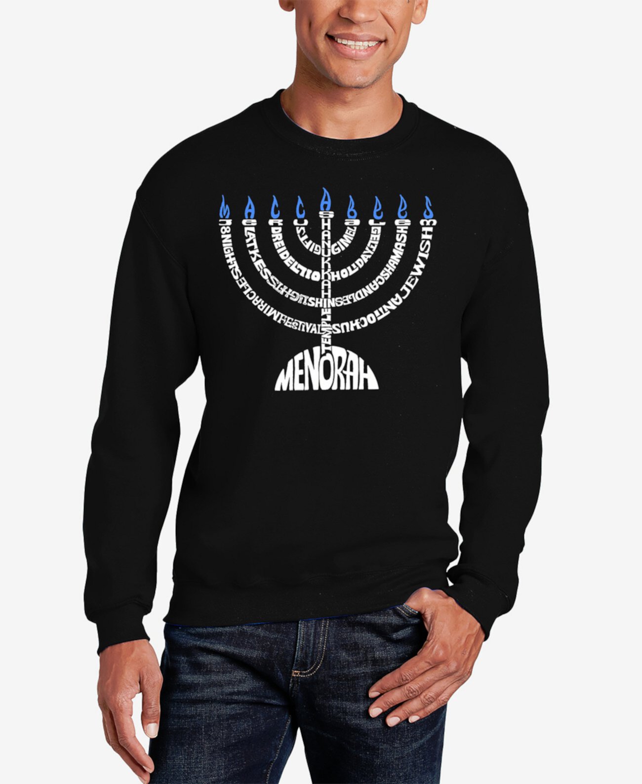 Мужская Толстовка LA Pop Art Menorah Word Art LA Pop Art