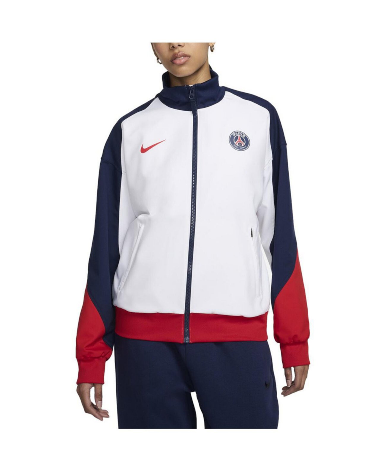 Женская белая куртка на молнии с длинным рукавом Paris Saint-Germain 2024/25, Nike Nike