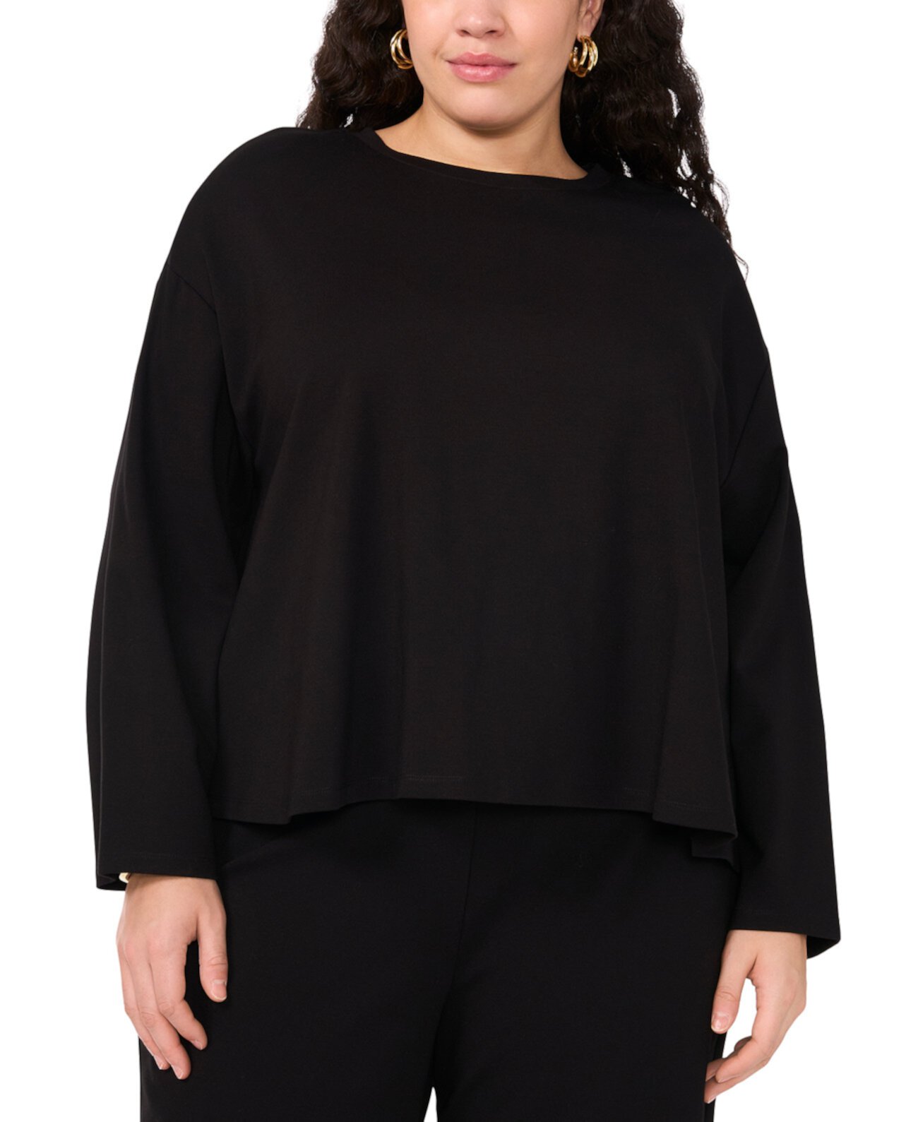 Женская Футболка Vince Camuto Plus Size Drop Shoulder Boxy Long-Sleeve Vince Camuto